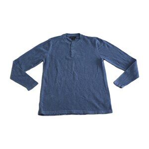 Art Of Rhetoric Henley Mens M Blue Cotton Textured LS Classic Casual Timeless